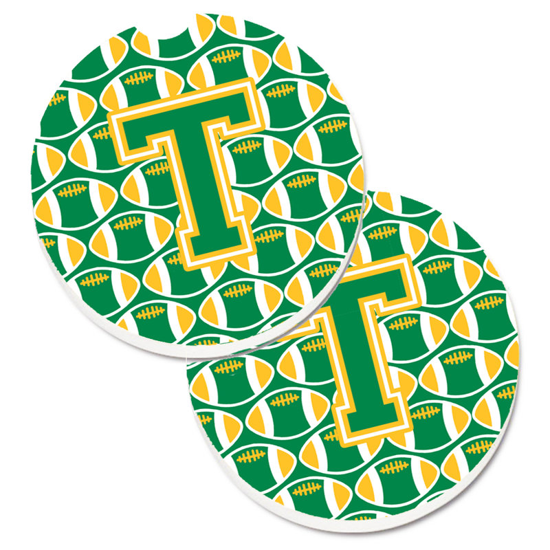 Sous-verre de football, T, Vert/doré