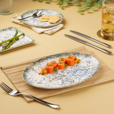 Assiette ovale en porcelaine de qualité supérieure avec pied, 11 po |