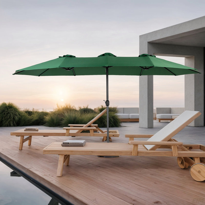 Grand parasol rectangulaire double 14,8 pi avec manivelle, Gris foncé
