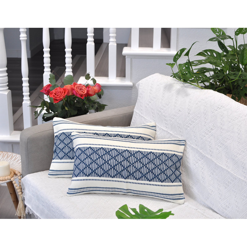 Housses pour coussins décoratifs à carreaux, H 12 po x l 20 po, Bleu
