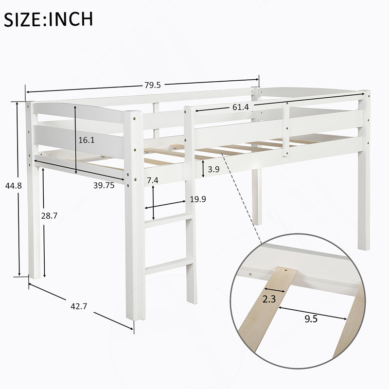 Wood Loft Bed Low Loft Beds With Ladder,,OLD SKU :WFAAK