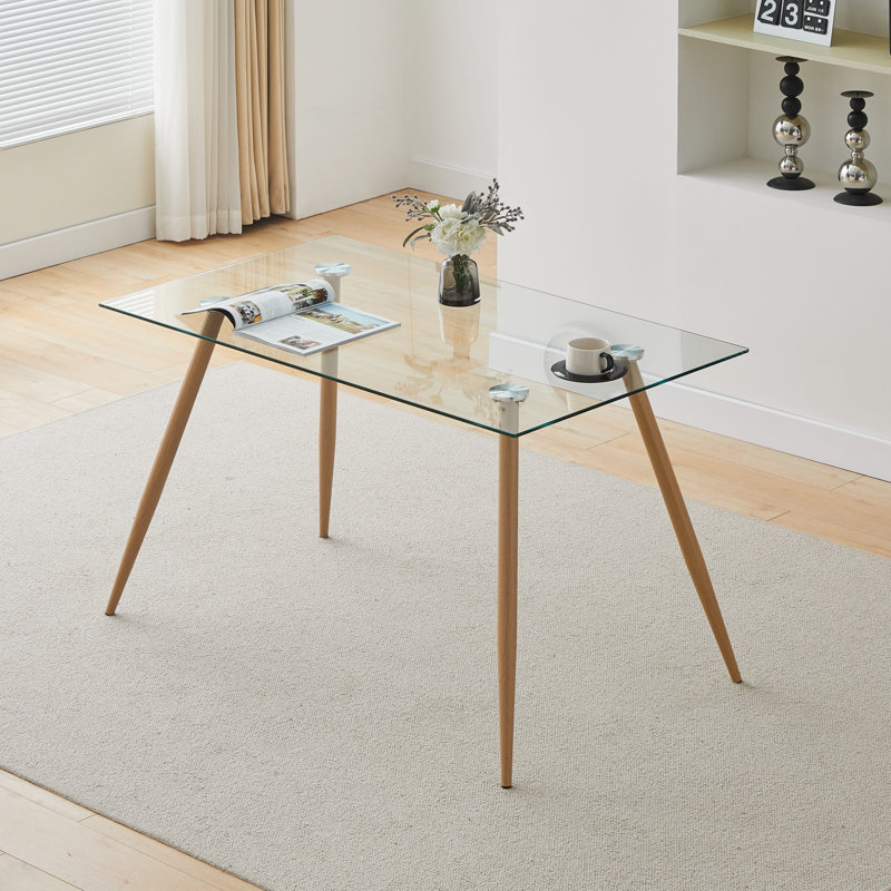 Kern Glass Top Metal Base Dining Table