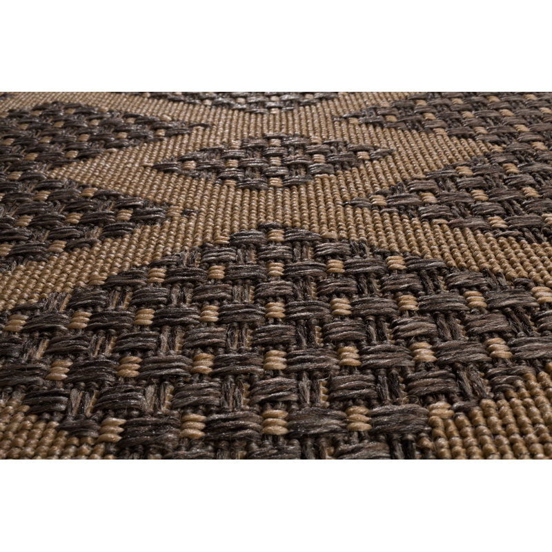 Tapis brun tissé à la machine Sarinah, Rectangle 2 pi 3 po x 4 pi