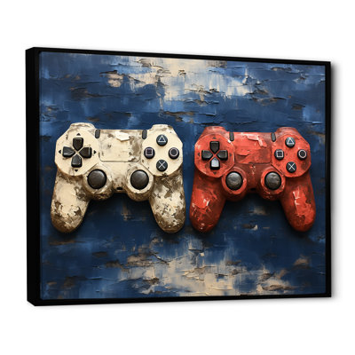 White and Red Ps Video Game Controllers - Art mural de jeux vidéo