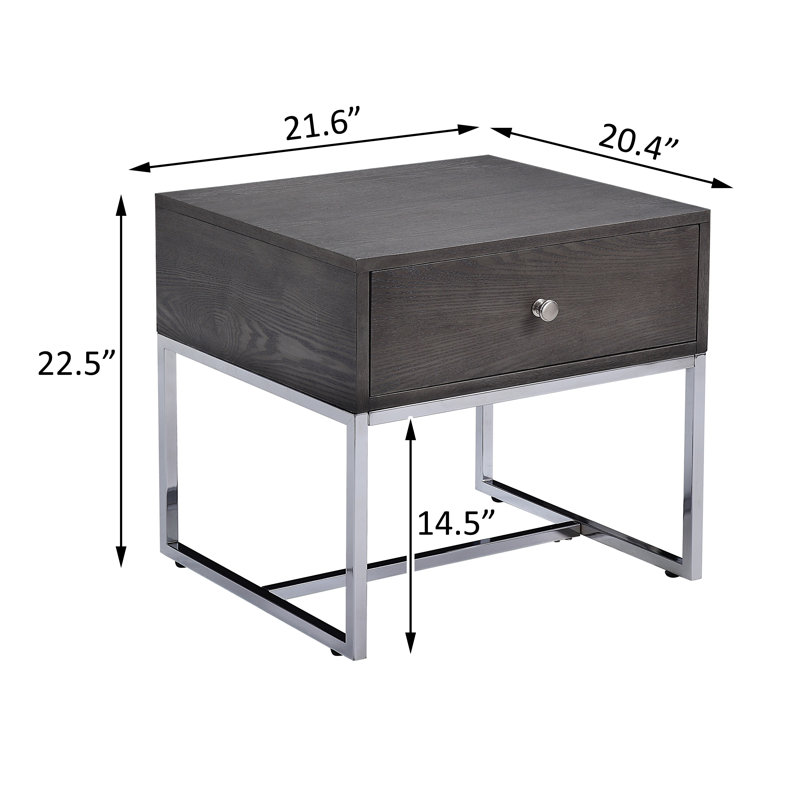 Table de bout, chêne gris et chrome