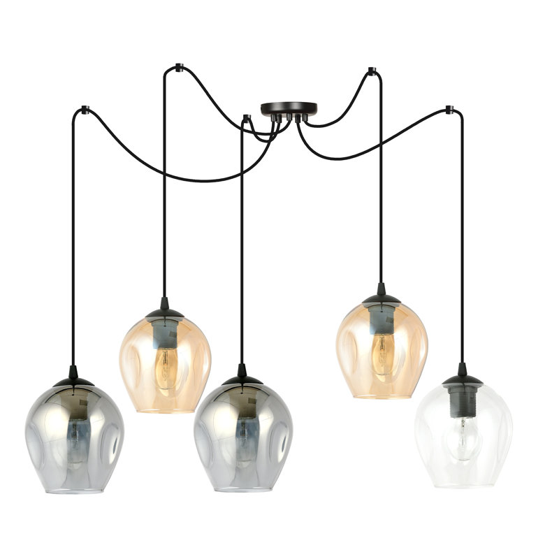 Cadge 5 - Light Black Cluster Pendant, Graphite/Amber/Transparent