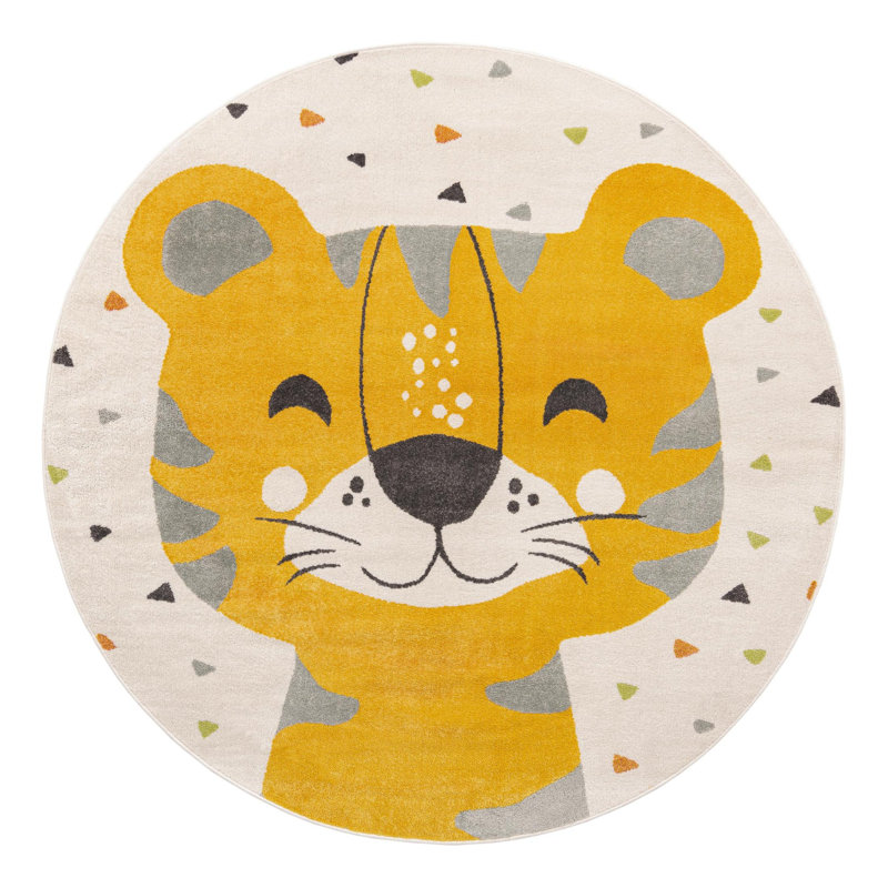 Whimsy Kids Geometric Polypropylene Plastic Rug, Round 7'10"