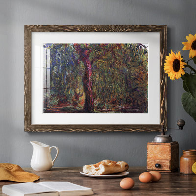 «Weeping willow» par Monet - reproduction encadrée rustique avec tableau mat