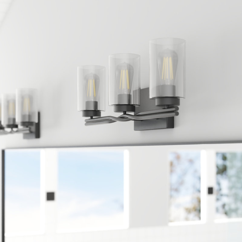 Lantier Matte Black 3-Light Bathroom Vanity Light with Clear Glass