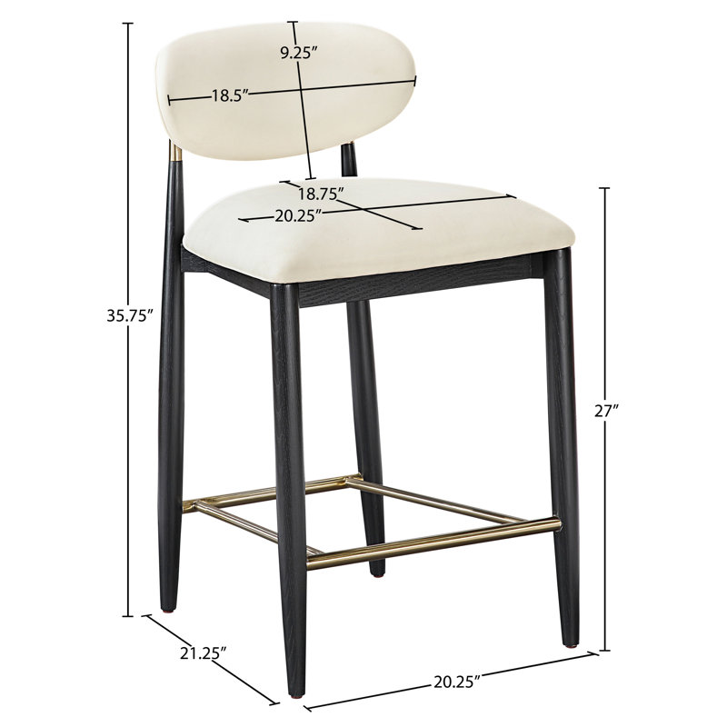 Riccio Vegan Leather Upholstered Stool, Vegan Leather Cream, Brushed, Black