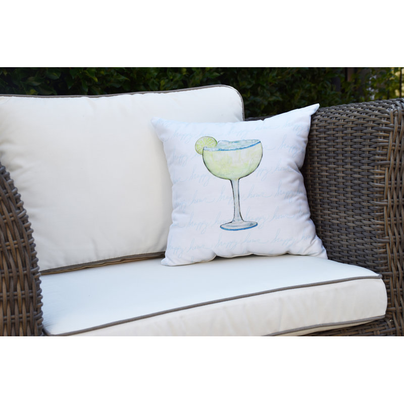 Housse de coussin d'extérieur carré Palmita Margarita, Bleu pâle, 20 po x 20 po