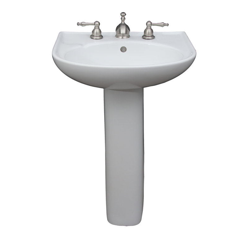 Barclay Cynthia White Vitreous China U-Shaped Bathroom Sink with Overflow, 31.5" H x 22.5" W x 19" D, 8" Centers