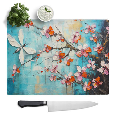 Dragonfly Palette Knife  Glass Chopping Board