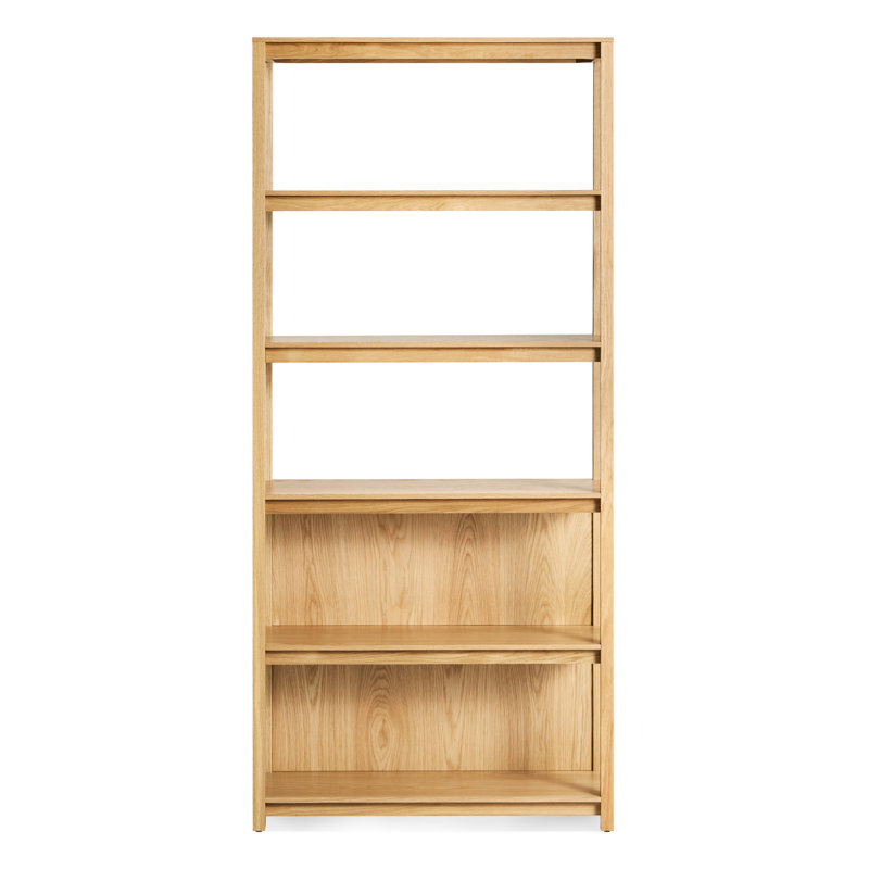 Open Plan Solid Wood Etagere Bookcase, White Oak