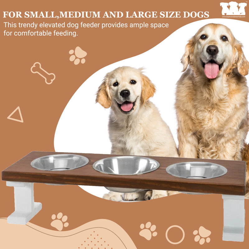 Elevated Feeder, Medium (12"), White/Ebony
