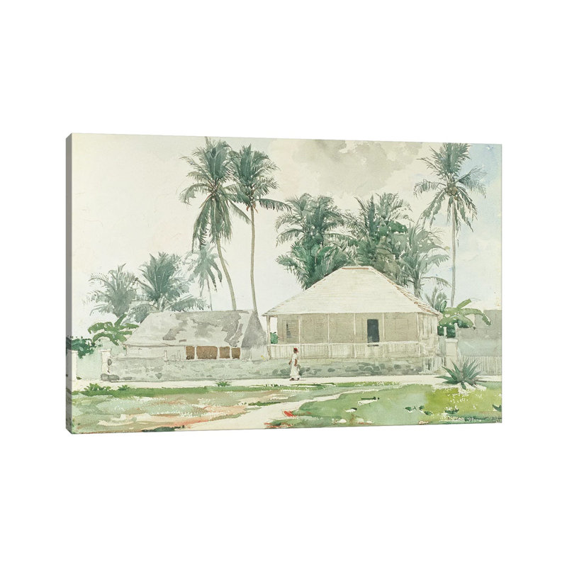Cabins, Nassau, 1885 by Winslow Homer - Painting on Canvas, Wrapped Canvas, 66.04cm H x 101.6cm W x 3.81cm D