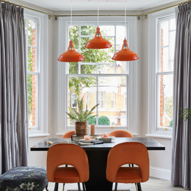 3 - Light Silver Kitchen Island Pendant, Orange, No