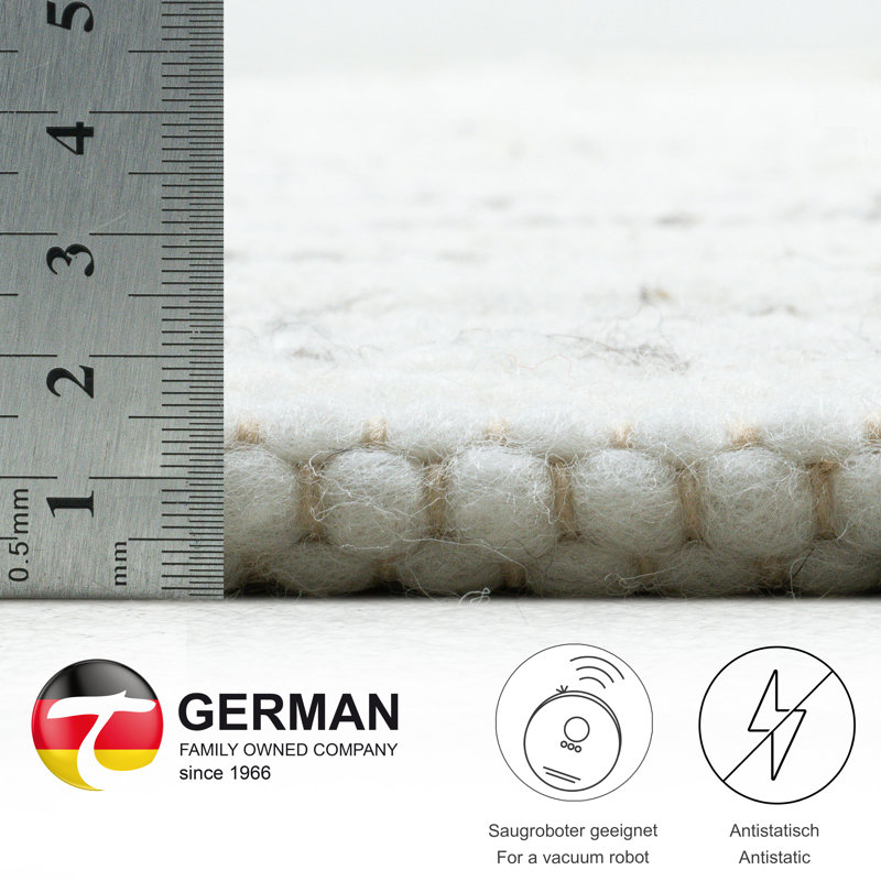 Hand Woven Wool Beige/Grey Indoor Rug, Rectangle 190 x 290cm