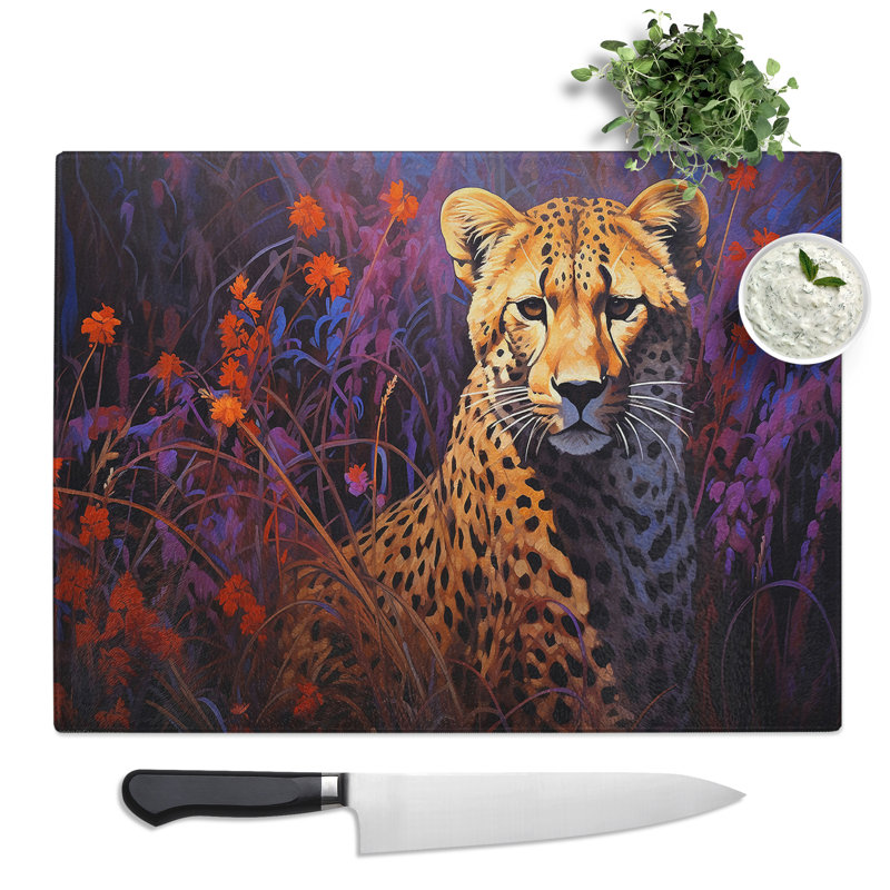 Cheetah Contemporary No.2  Glass Chopping Board