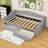 Twin XL Upholstered Daybed with Trundle and LED and 2 Drawers-1109707461