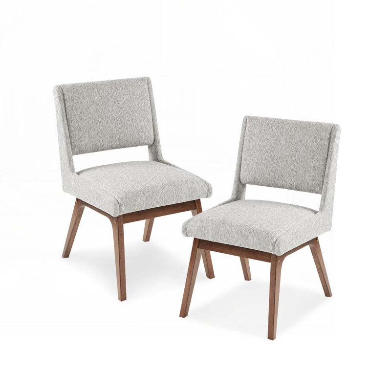 Ensemble de chaises sans accoudoirs en polyester avec 4 pieds, Polyester gris clair