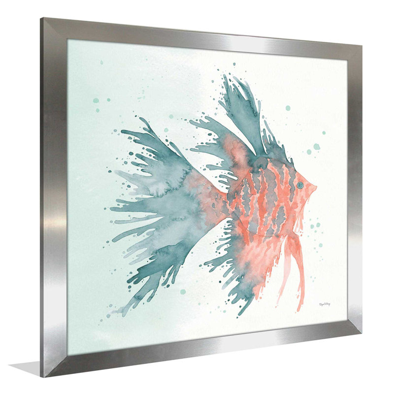 «Splash V», reproduction de peinture à l'aquarelle sur toile, H 37,5 po x l 37,5 po x P 1 po, Encadrement argenté