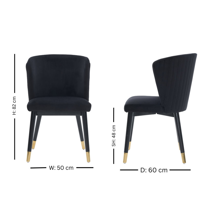 Single Sofina Modern Velvet Dining Chair, Tufted Back, Wooden Frame, Black