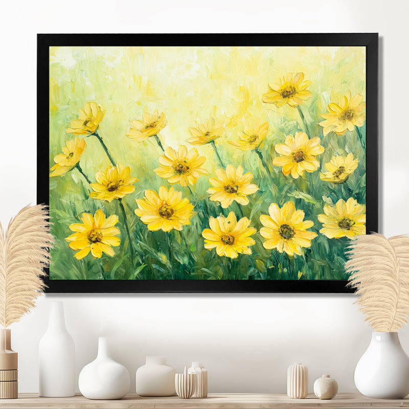 Décoration murale style champêtre lever de soleil marguerite II - marguerites, H 12 po x l 20 po, Noir