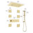 Thermostatic Flush Ceiling Mounted Complete Shower System With LED Lights, Body Jets And Slide Bar-107364903