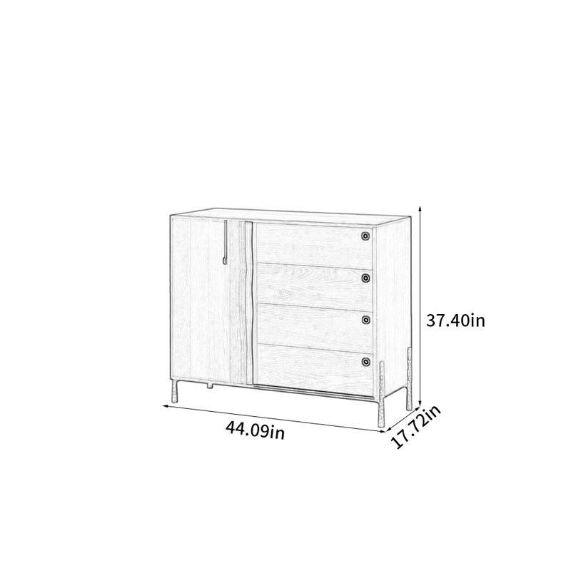Buffet en bois massif Nordic Expression, Marron foncé
