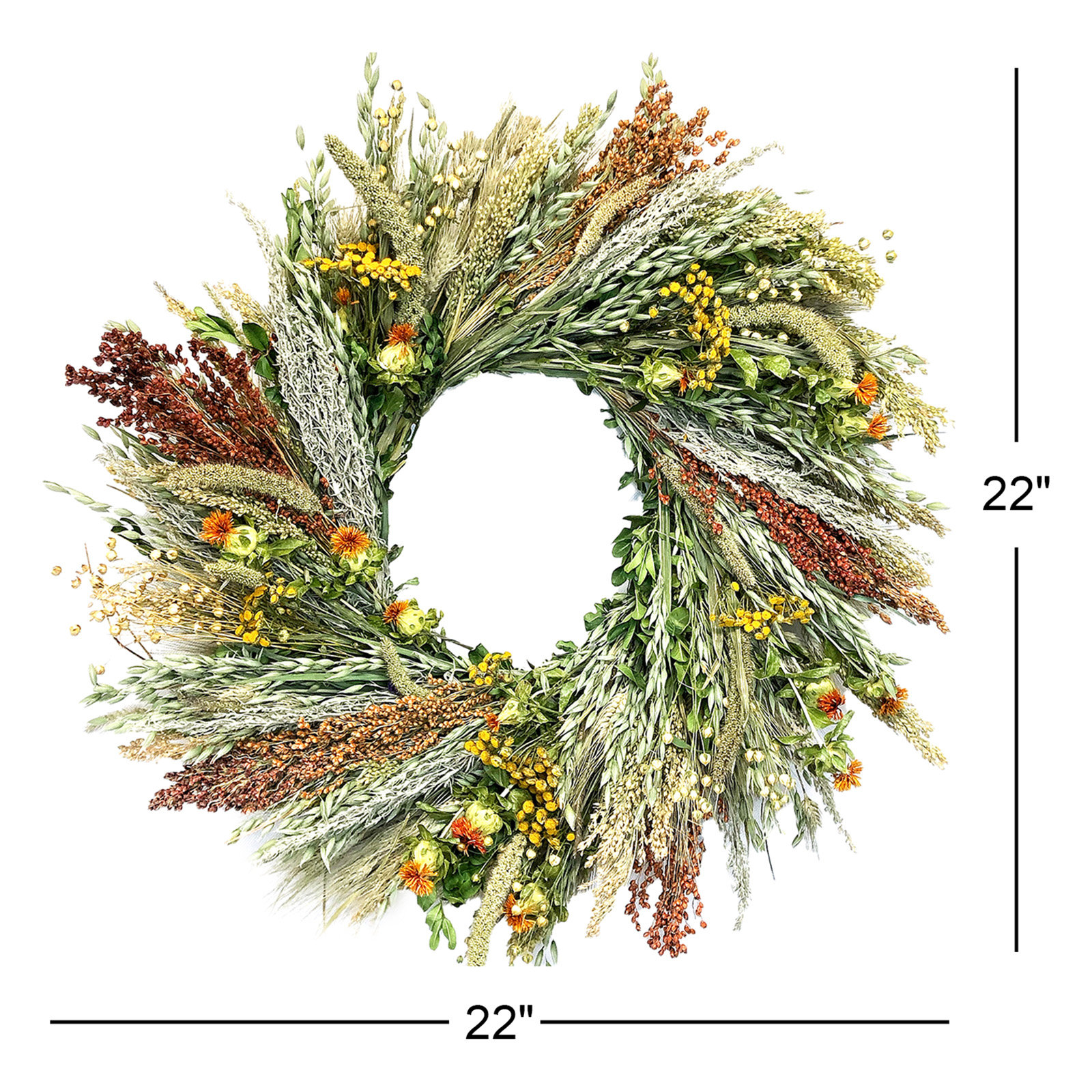 Handcrafted Floral Wreath, 22" H x 22" W x 5" D