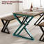Ensemble de table de salle à manger 44,8 po pour 4 personnes avec bancs, structure en X en métal et ensemble de cuisine peu encombrant-336509071-336509060