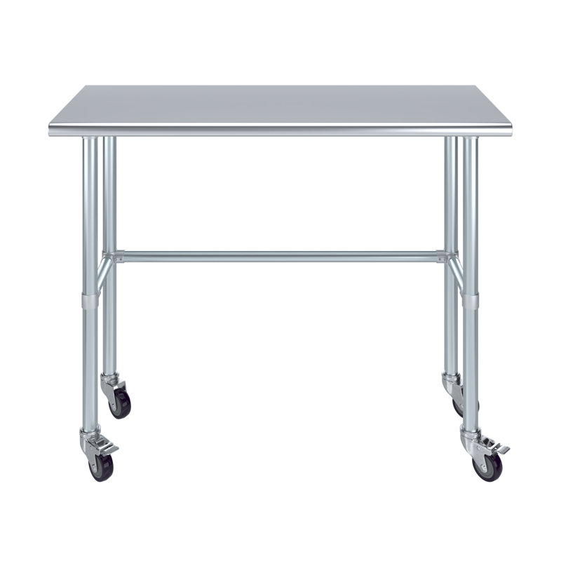Stainless Steel Open Base Work Table with Wheels, 38" H x 48" L x 18" W
