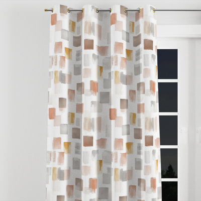Geometric Curtains for bedroom - Brown Baela Grommet Curtain - 1 Panel
