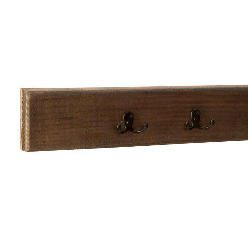 Barton 48" Wide Rustic Industrial Solid Wood And Metal Wall Mounted Coat Rack 6 Hooks, Dark Brown