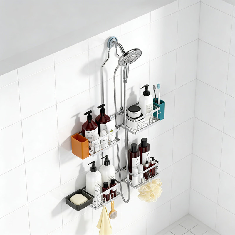 Serviteur de douche réglable réglable avec installation sans outil, conception antirouille et grande capacité pour les pommes de douche à main