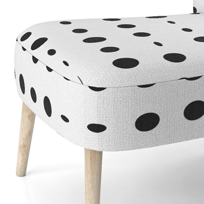 Black Circle Dots - Upholstered Patterned Accent Side Chair