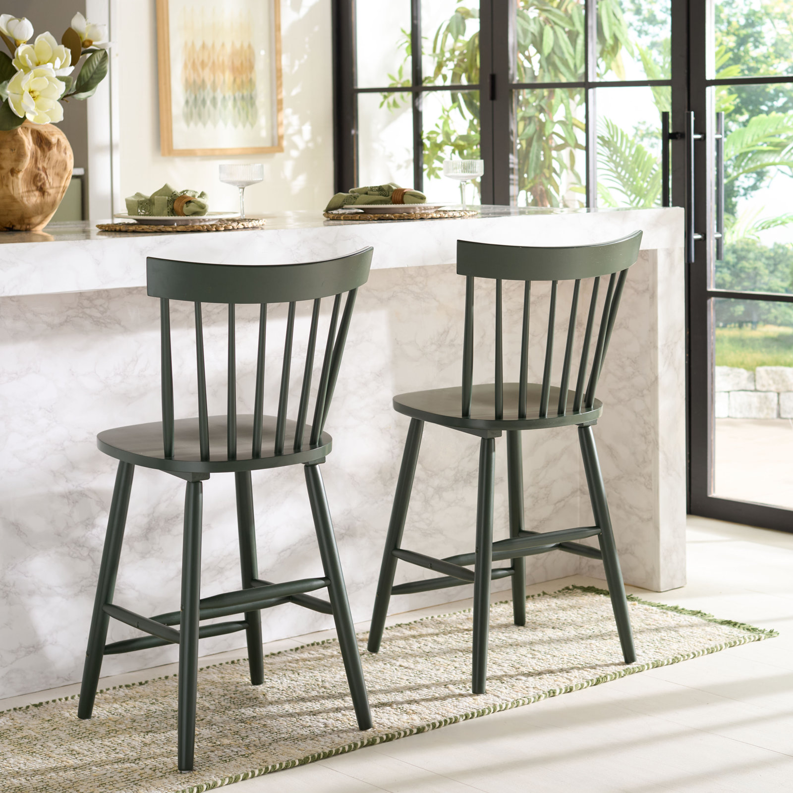 Stacee Bar Stool, Counter Stool (24" Seat Height), Garden Green