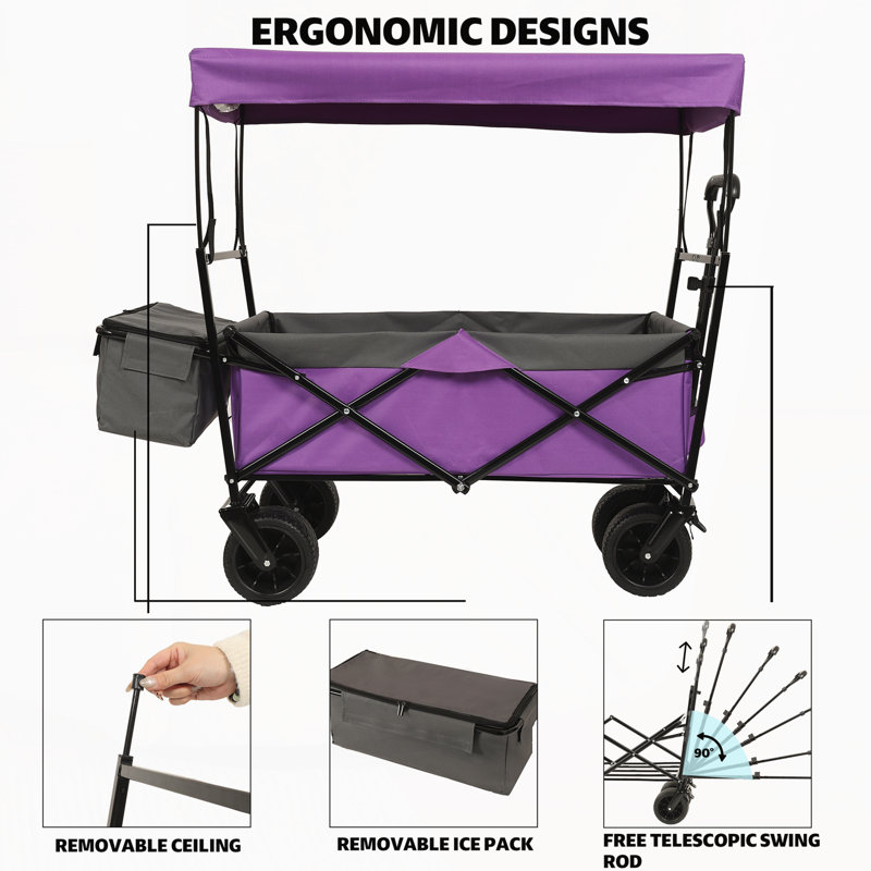 Wagon pliable avec auvent, Mauve
