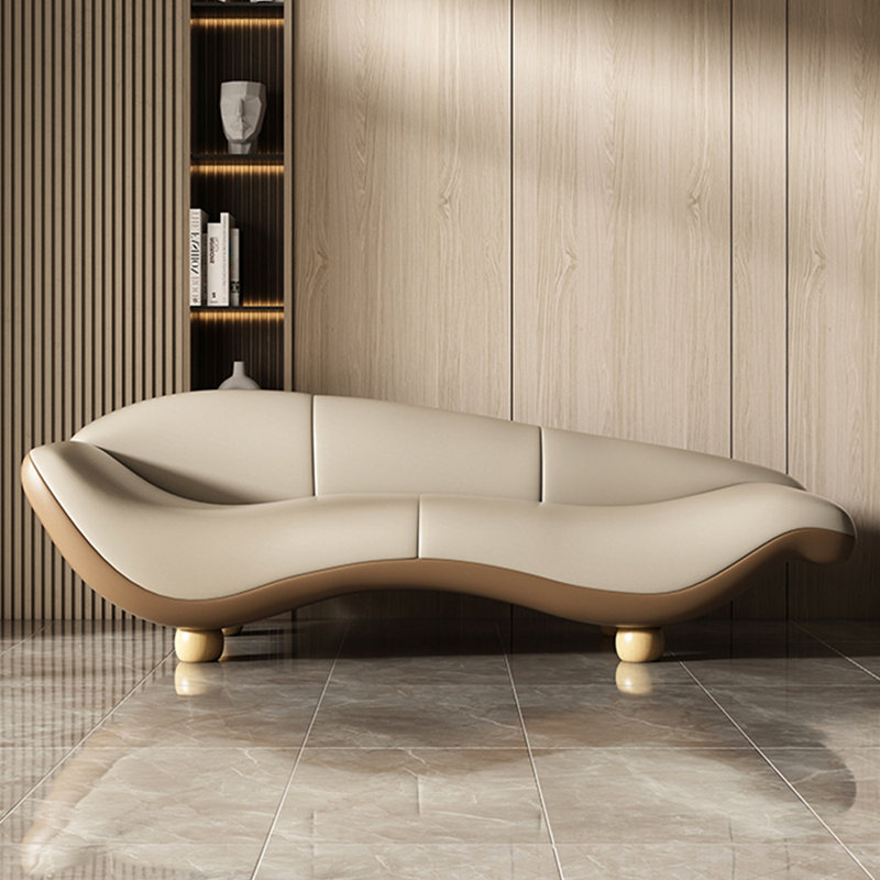 Chaise longue d'intérieur en bois massif Minimalist, Face à la gauche, Kaki clair