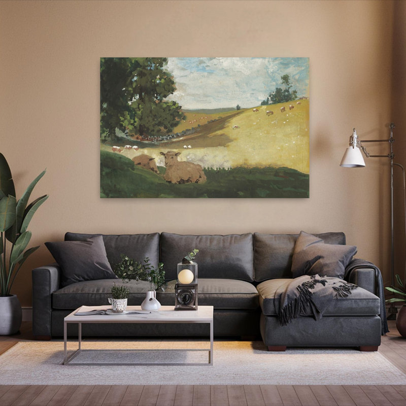 Green Hill 2, paysage abstrait contemporain, art naturel, H 40 po x l 60 po
