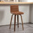 Swivel Upholstered Counter & Bar Stool With Solid Wood Frame and L-Shaped PU Leather Back-588686635-552862286