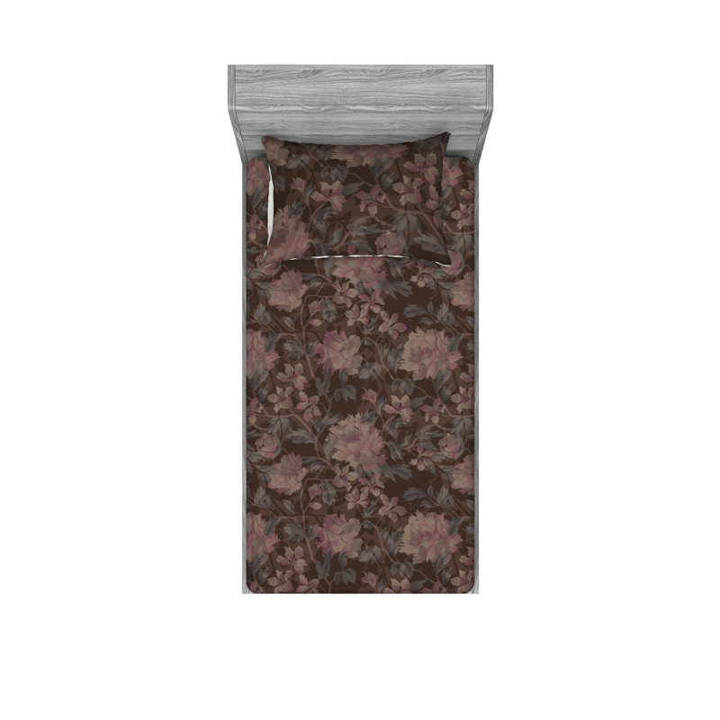 Drap-housse et taie décorative Ambesonne, Ensemble de draps pour lit simple avec 1 taie d'or