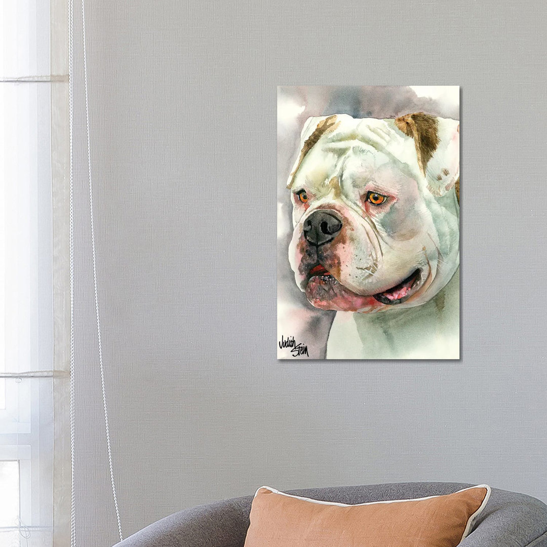 Bear With Me - American Bulldog by Judith Stein - Wrapped Canvas Painting
