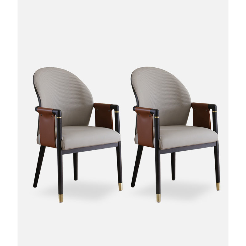 Chaise de salle à manger moderne et simple en bois massif avec dossier en ébène