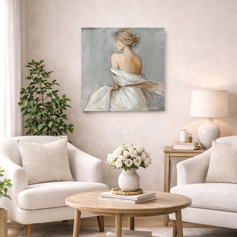 «Graceful Silence - Romantic Woman», art mural sur toile tendue, H 30 po x l 30 po