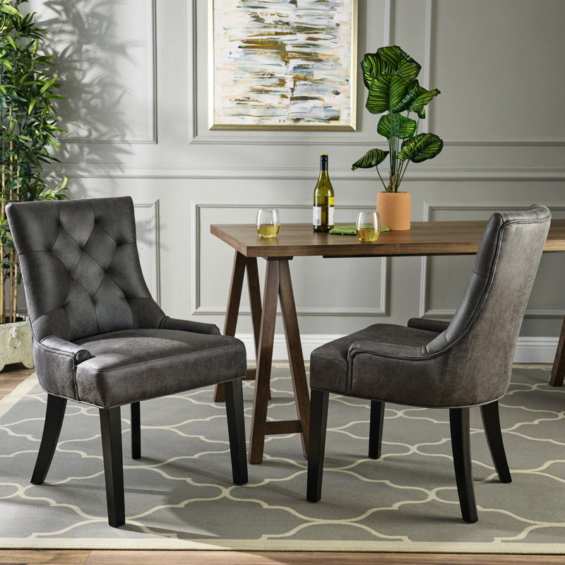 2 Slate Dining Chairs - Modern Look, Ergonomic, Back (2) Microfiber