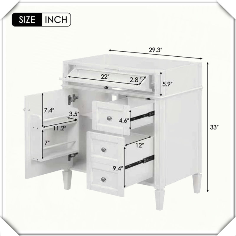 Meuble-lavabo moderne simple sans tiroir supérieur, Blanc