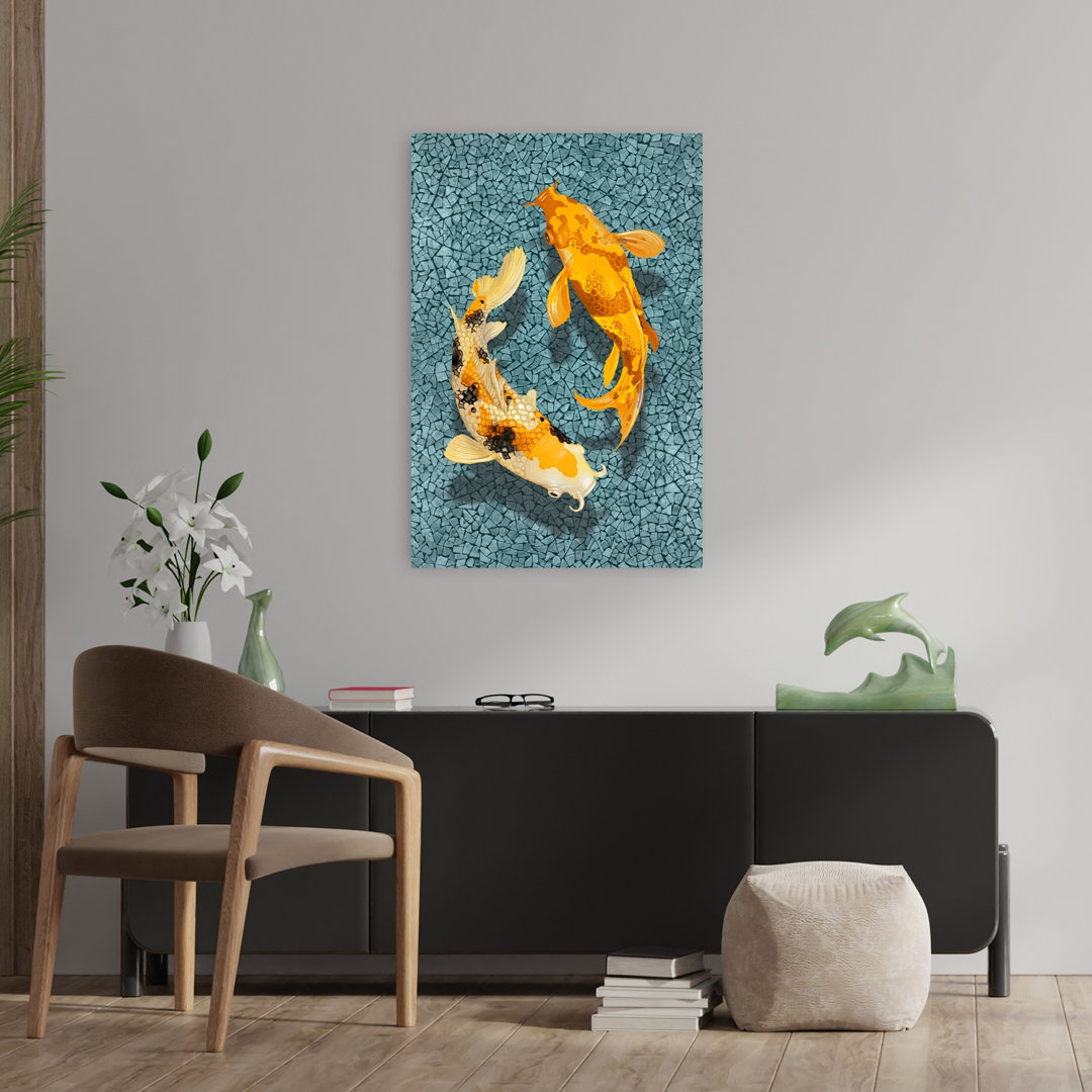 Yin Yang Koi Contemporary Fish Wall Art Print