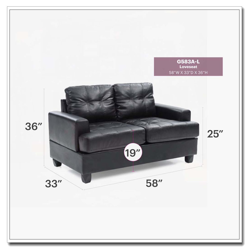 Stylish Transitional Black Loveseat For Two